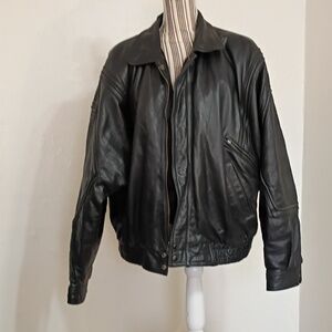 The Leather Warehouse Vintage Black Heavy Biker Thinsulate Jacket Size 46